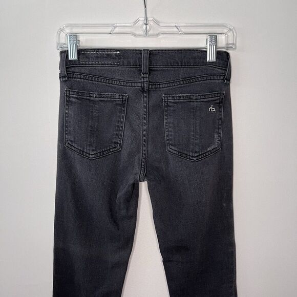 Rag & Bone The Skinny in Soft Rock With Holes Black Distressed Women's Size 25 - Picture 5 of 8